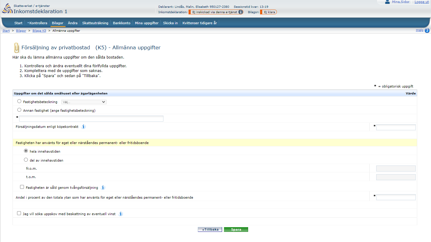 Image showing information in annexe K5 – General information.